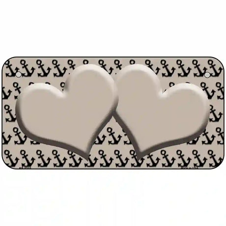 Tan Black Anchor Tan Heart Center Metal Novelty License Plate 6" x 3" (BP)