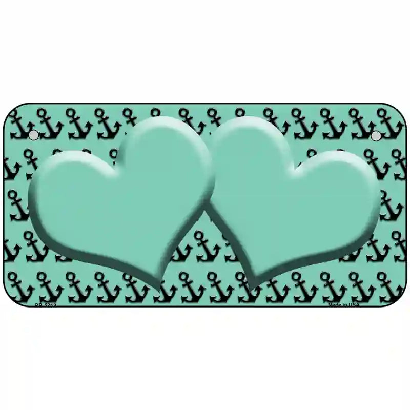 Mint Black Anchor Mint Heart Center Metal Novelty License Plate 6" x 3" (BP)