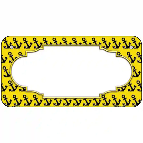 Yellow Black Anchor Scallop Center Metal Novelty License Plate 6" x 3" (BP)