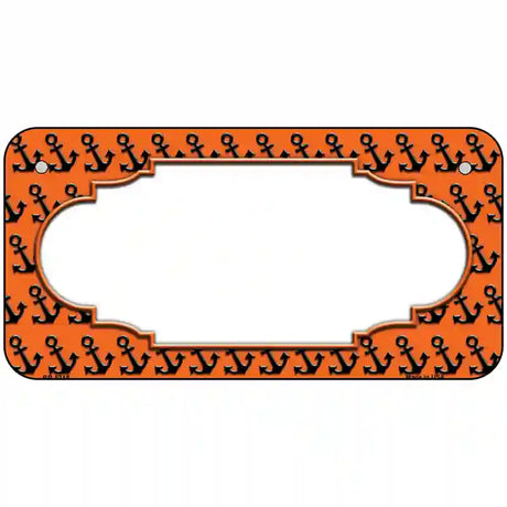 Orange Black Anchor Scallop Center Metal Novelty License Plate 6" x 3" (BP)