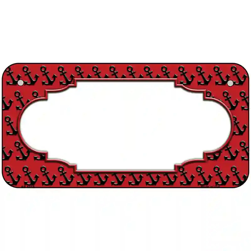 Red Black Anchor Scallop Center Metal Novelty License Plate 6" x 3" (BP)