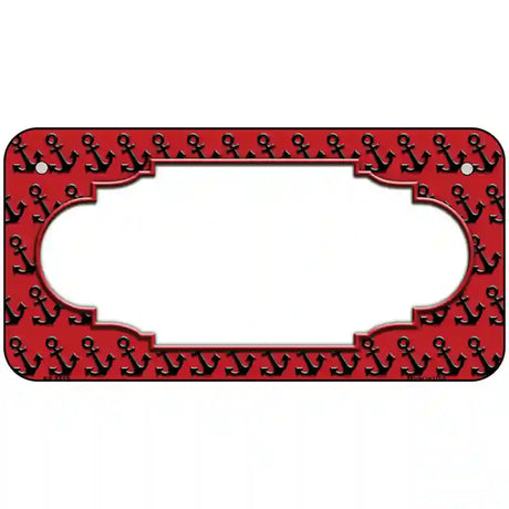 Red Black Anchor Scallop Center Metal Novelty License Plate 6" x 3" (BP)