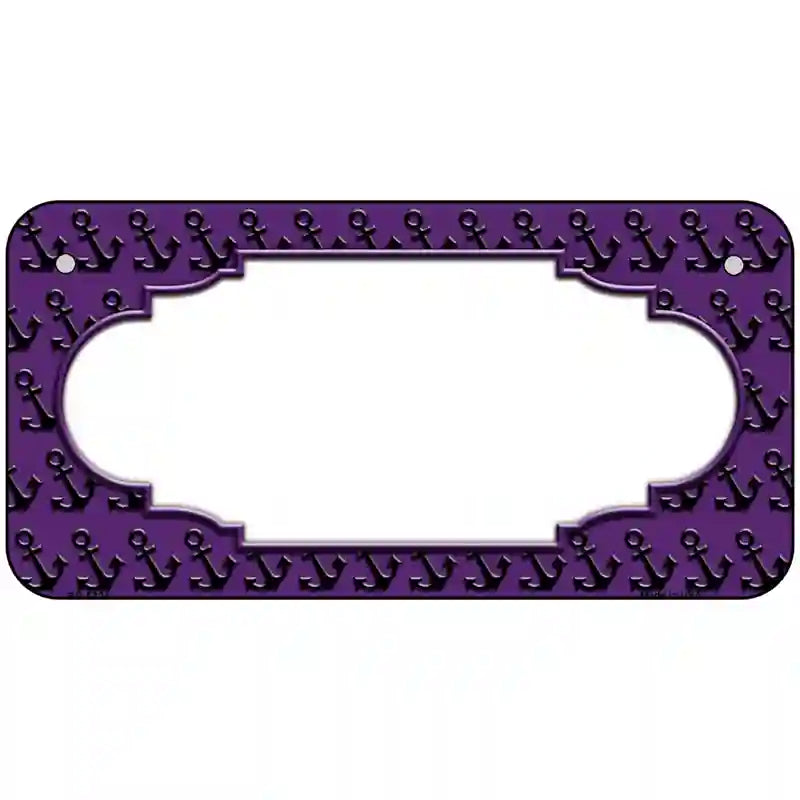 Purple Black Anchor Scallop Center Metal Novelty License Plate 6" x 3" (BP)