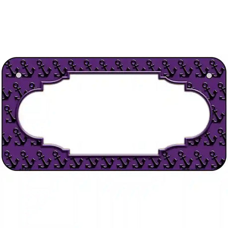 Purple Black Anchor Scallop Center Metal Novelty License Plate 6" x 3" (BP)