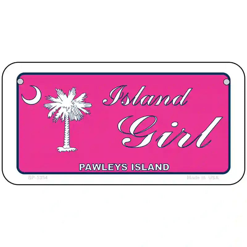 Island Girl Pink Metal Novelty License Plate 6" x 3" (BP)