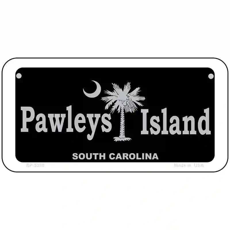 Pawleys Island Black Metal Novelty License Plate 6" x 3" (BP)