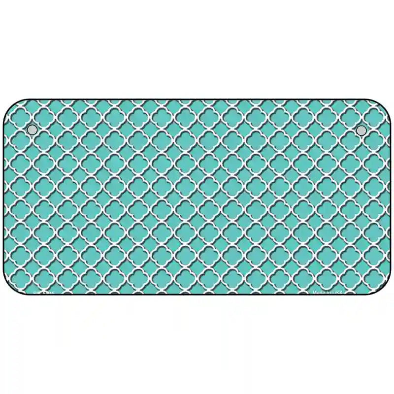 Tiffany Blue White Quatrefoil Metal Novelty License Plate 6" x 3" (BP)