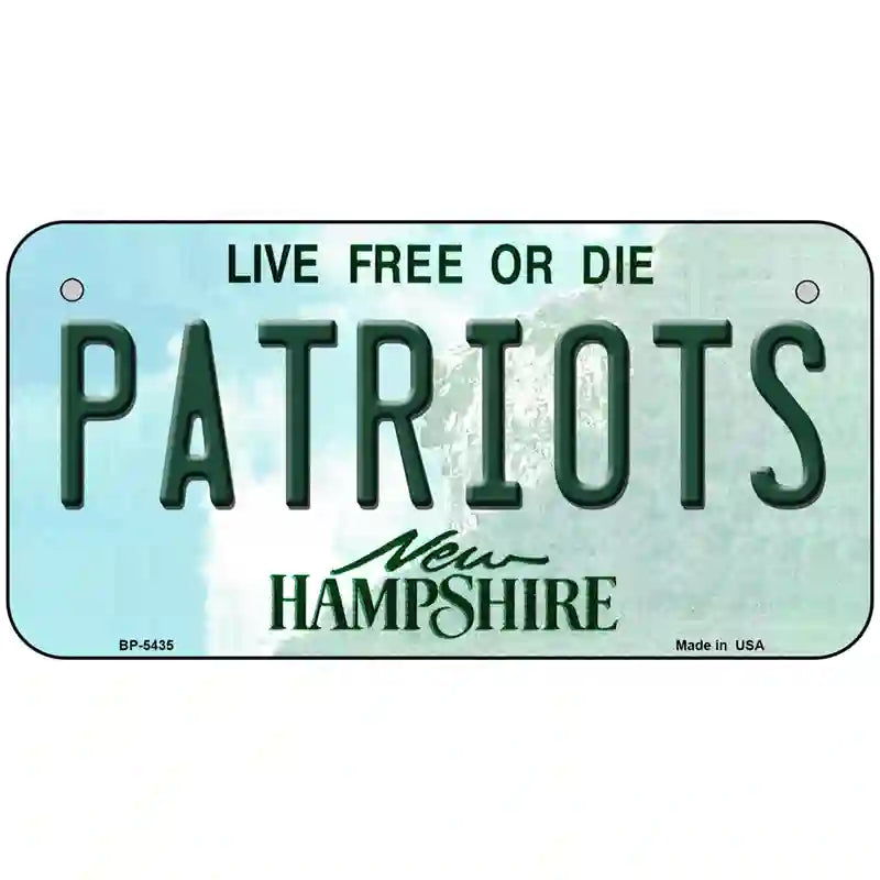 Patriots New Hampshire Metal Novelty License Plate 6" x 3" (BP)