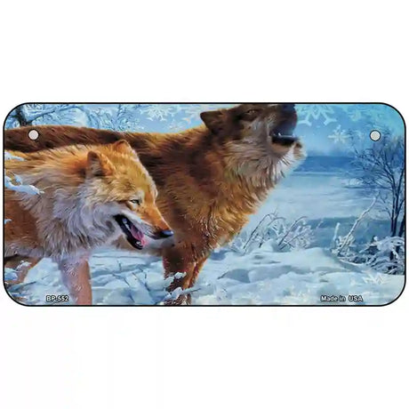 Wintertime Wolf Metal Novelty License Plate 6" x 3" (BP)