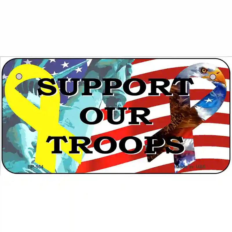 Support Our Troops Ribbon Metal Novelty License Plate 6" x 3" (BP)