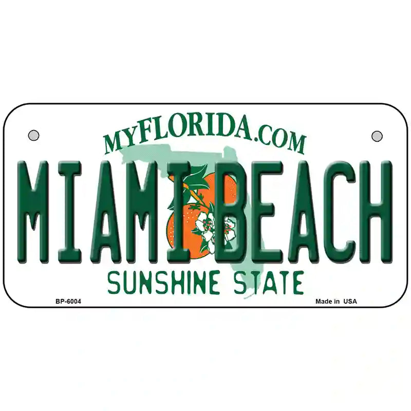 Miami Beach Florida Novelty Metal License Plate 6" x 3" (BP)