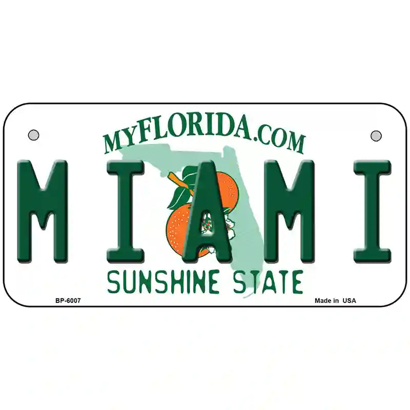 Miami Florida Novelty Metal License Plate 6" x 3" (BP)