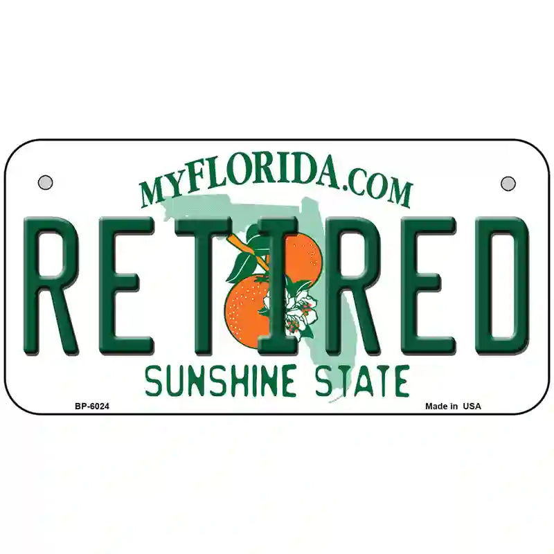 Retired Florida Novelty Metal License Plate 6" x 3" (BP)