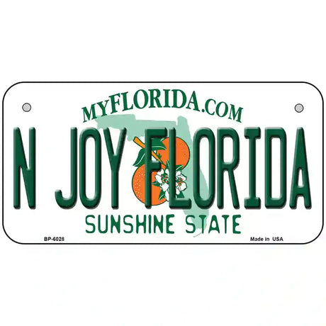 N Joy Florida Novelty Metal License Plate 6" x 3" (BP)