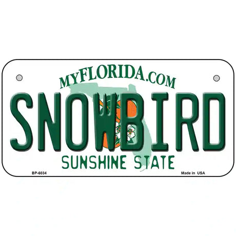 Snowbird Florida Novelty Metal License Plate 6" x 3" (BP)