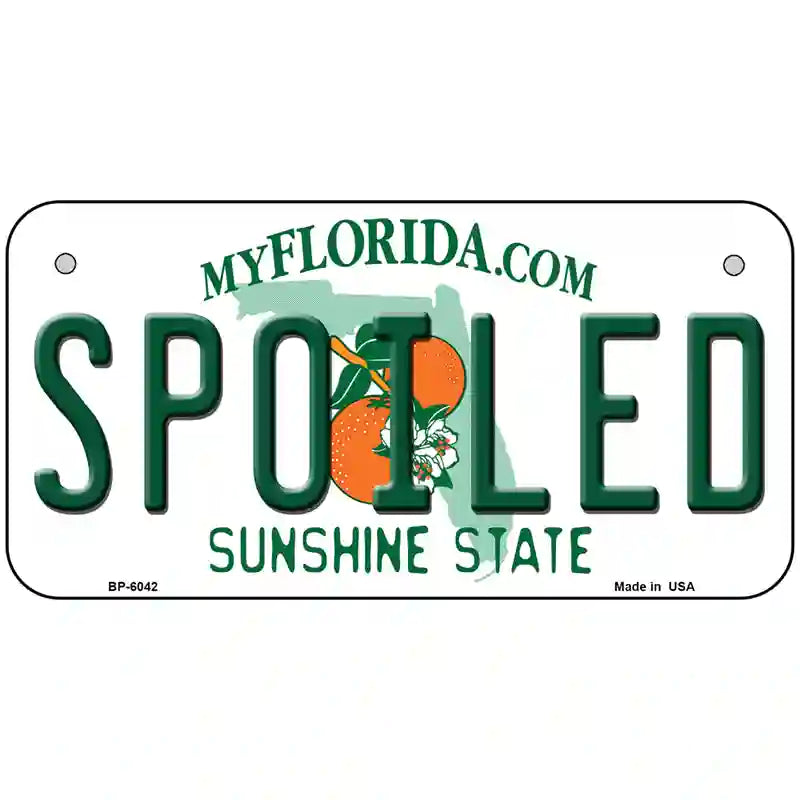 Spoiled Florida Novelty Metal License Plate 6" x 3" (BP)