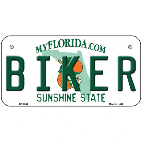 Biker Florida Novelty Metal License Plate 6" x 3" (BP)