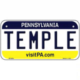 Temple Pennsylvania State Novelty Metal License Plate 6" x 3" (BP)