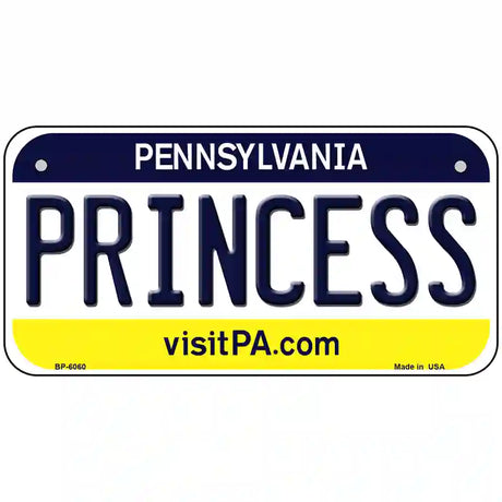 Princess Pennsylvania State Novelty Metal License Plate 6" x 3" (BP)