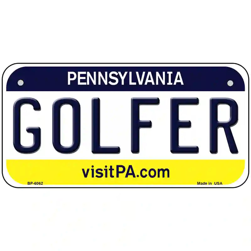 Golfer Pennsylvania State Novelty Metal License Plate 6" x 3" (BP)