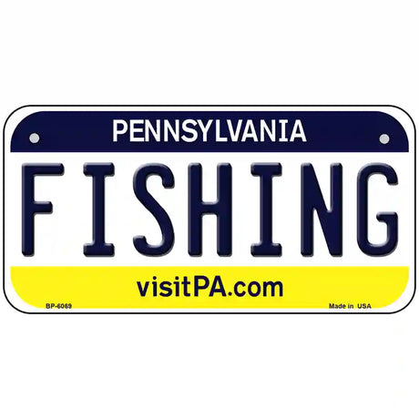 Fishing Pennsylvania State Novelty Metal License Plate 6" x 3" (BP)