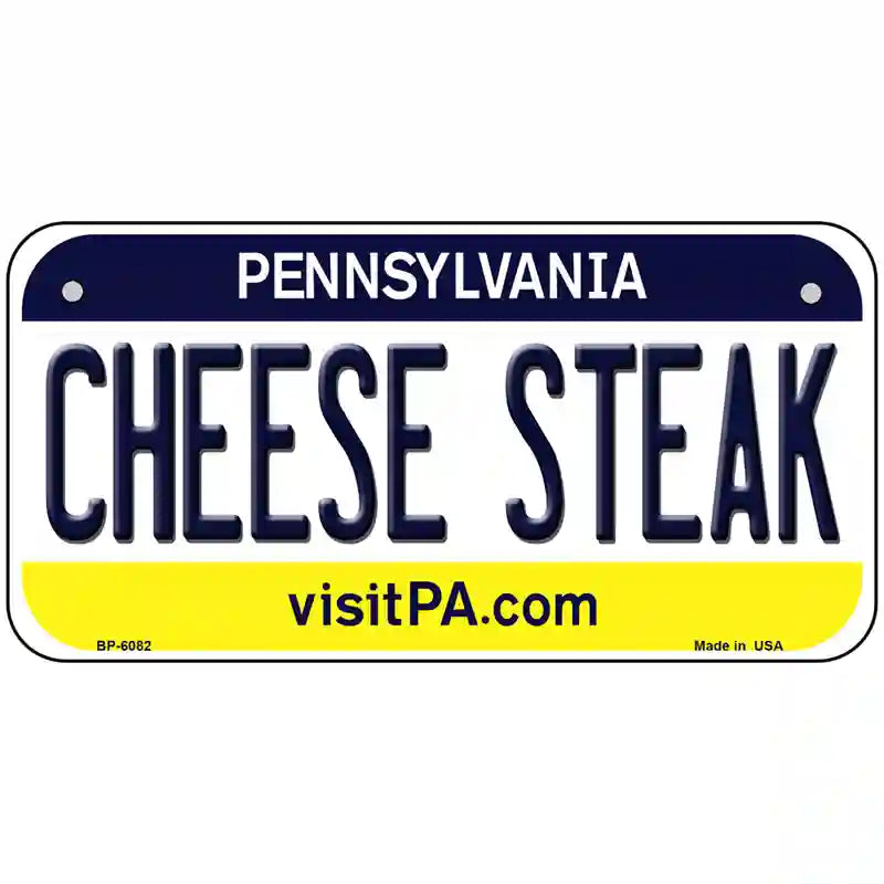 Cheese Steak Pennsylvania State Novelty Metal License Plate 6" x 3" (BP)