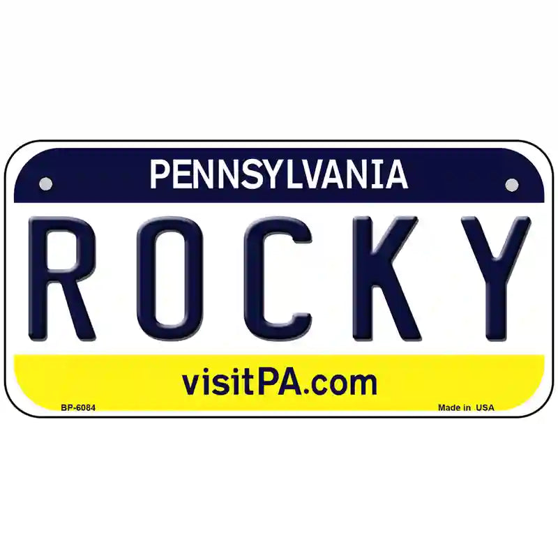 Rocky Pennsylvania State Novelty Metal License Plate 6" x 3" (BP)