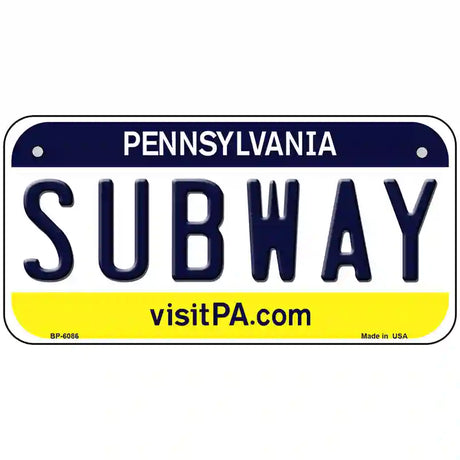 Subway Pennsylvania State Novelty Metal License Plate 6" x 3" (BP)