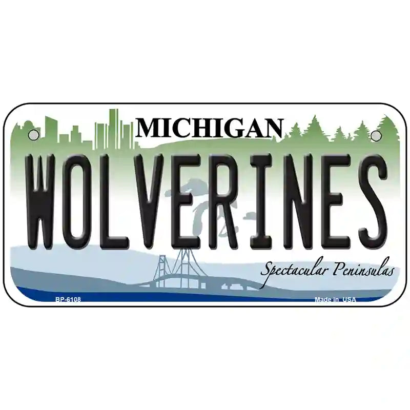 Michigan Wolverines Metal Novelty License Plate 6" x 3" (BP)