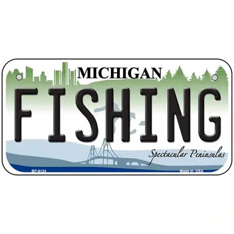 Fishing Michigan Metal Novelty License Plate 6" x 3" (BP)