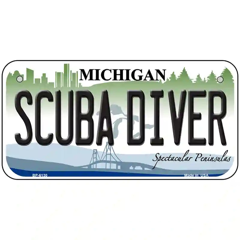 Scuba Diver Michigan Metal Novelty License Plate 6" x 3" (BP)