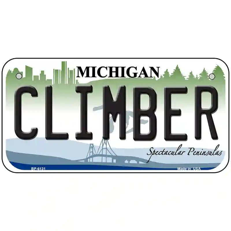 Climber Michigan Metal Novelty License Plate 6" x 3" (BP)