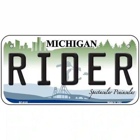 Rider Michigan Metal Novelty License Plate 6" x 3" (BP)