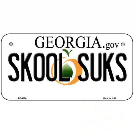 Skool Suks Georgia Novelty Metal License Plate 6" x 3" (BP)