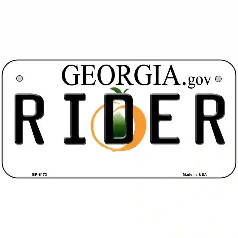 Rider Georgia Novelty Metal License Plate 6" x 3" (BP)