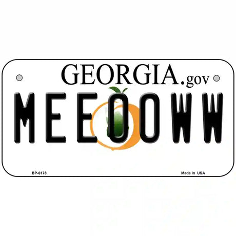 Meeooww Georgia Novelty Metal License Plate 6" x 3" (BP)