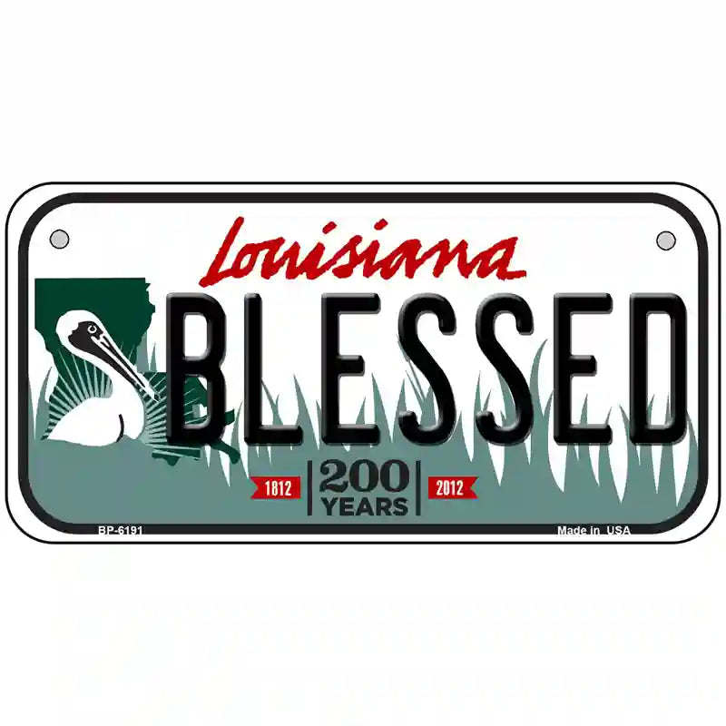 Blessed Louisiana Novelty Metal License Plate 6" x 3" (BP)