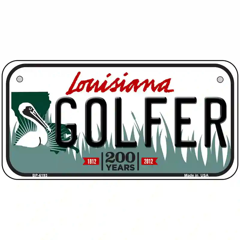 Golfer Louisiana Novelty Metal License Plate 6" x 3" (BP)