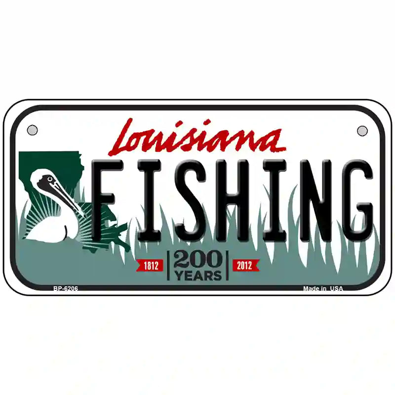 Fishing Louisiana Novelty Metal License Plate 6" x 3" (BP)