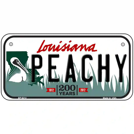 Peachy Louisiana Novelty Metal License Plate 6" x 3" (BP)