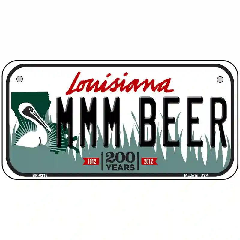 MMM Beer Louisiana Novelty Metal License Plate 6" x 3" (BP)