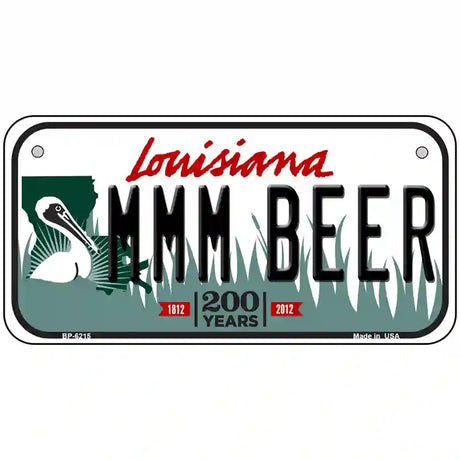 MMM Beer Louisiana Novelty Metal License Plate 6" x 3" (BP)