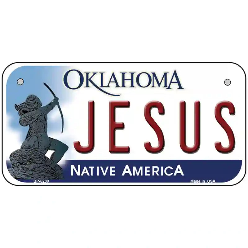 Jesus Oklahoma Novelty Metal License Plate 6" x 3" (BP)