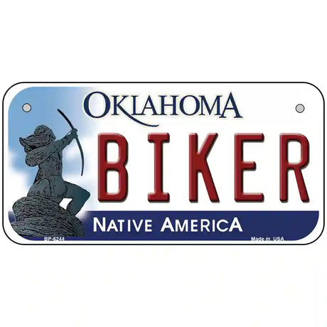 Biker Oklahoma Novelty Metal License Plate 6" x 3" (BP)