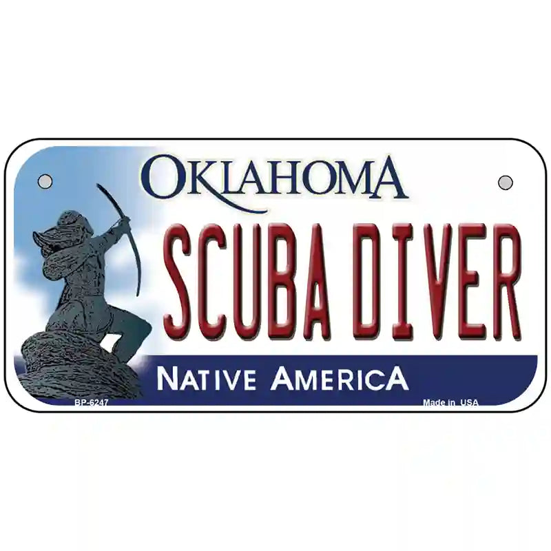 Scuba Diver Oklahoma Novelty Metal License Plate 6" x 3" (BP)