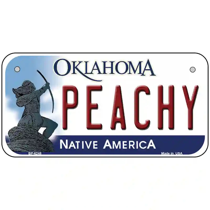 Peachy Oklahoma Novelty Metal License Plate 6" x 3" (BP)