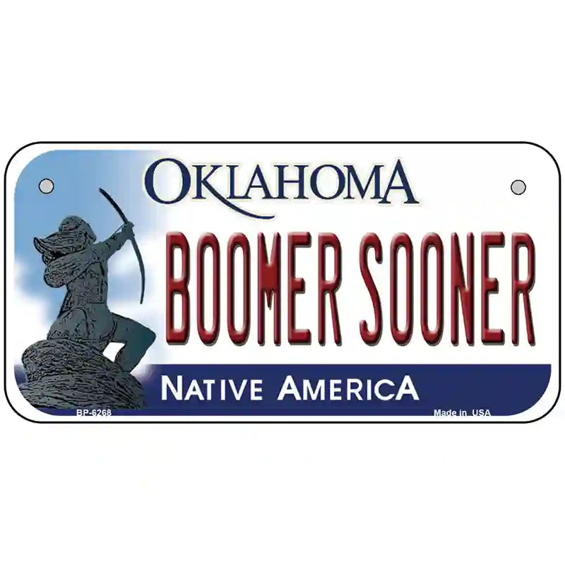 Boomer Sooner Oklahoma Novelty Metal License Plate 6" x 3" (BP)