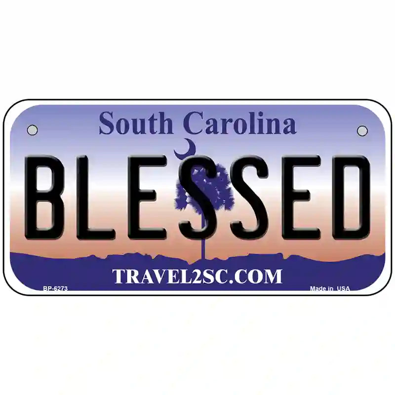 Blessed South Carolina Novelty Metal License Plate 6" x 3" (BP)