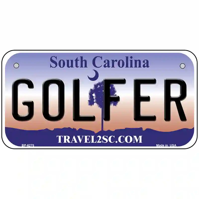 Golfer South Carolina Novelty Metal License Plate 6" x 3" (BP)