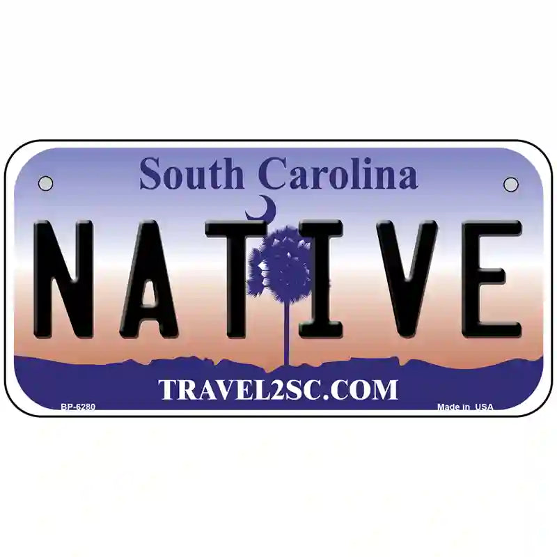 Native South Carolina Novelty Metal License Plate 6" x 3" (BP)